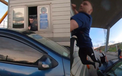 Kuzey Marmara Otoyolu gişelerinde kavga! Gişe memuruna uçarak yumruk attı
