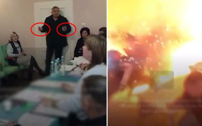 Toplantı yapılan odaya 3 el bombası attı! Ukraynalı milletvekilinin intihar saldırısı kamerada