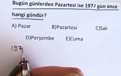 Bugün günlerden pazartesi ise 1977 gün önce hangi gündür?