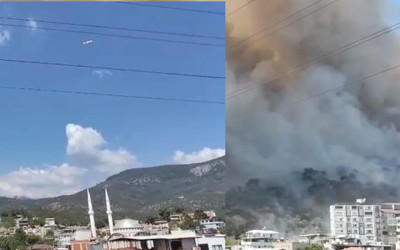 Balıkesir Edremit'te orman yangını! Alevler yerleşim yerlerine doğru ilerliyor