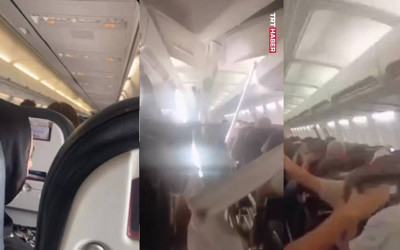İran'da havada dehşet anları: Motoru arızalanan yolcu uçağının kabin tavanı çöktü