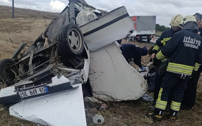 Tekirdağ'da otomobil devrildi: 1 ölü, 3 yaralı...