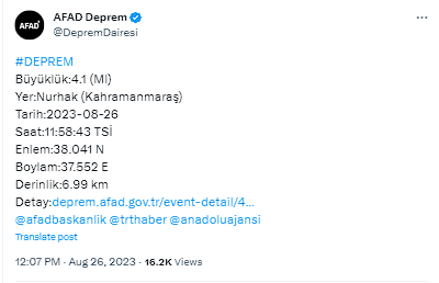 Kahramanmaraş'ta deprem oldu! AFAD'dan açıklama - Resim: 0