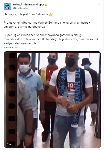 Adana Demirspor'da Belhanda ile yollar ayrıldı - Resim: 0