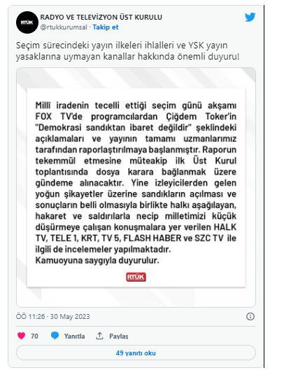 RTÜK harekete geçti! 6 kanala seçim yayını incelemesi başlatıldı - Resim: 0