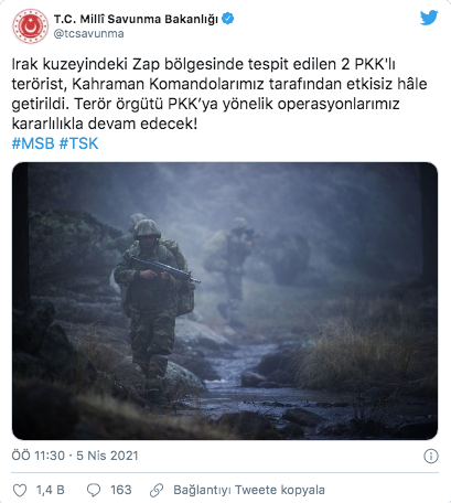 Irak’ın kuzeyinde 2 terörist etkisiz hale getirildi - Resim: 0