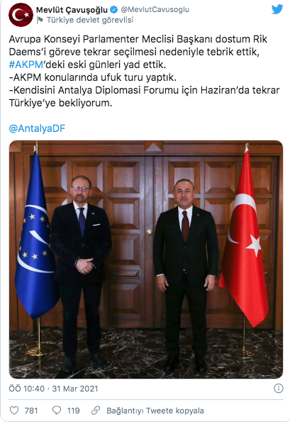 Bakan Çavuşoğlu, Avrupa Konseyi Parlamenter Meclisi Başkanı ile görüştü - Resim: 0