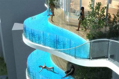 Gökdelen balkonunda yüzme keyfi - Resim: 1