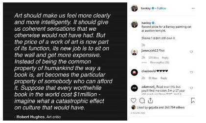 Banksy'nin tablosu rekor fiyata satıldı - Resim: 0