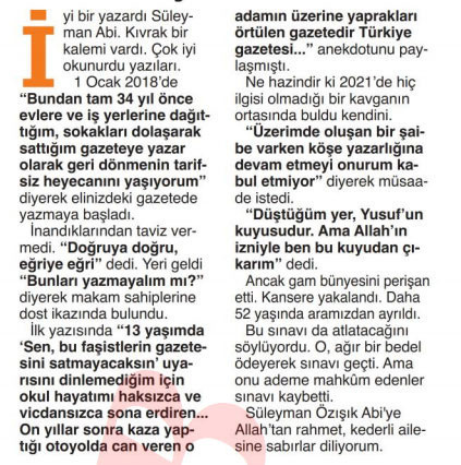 Fatih Selek'ten sarsıcı Süleyman Özışık yazısı: Ağır bir bedel ödeyerek sınavı geçti - Resim: 0