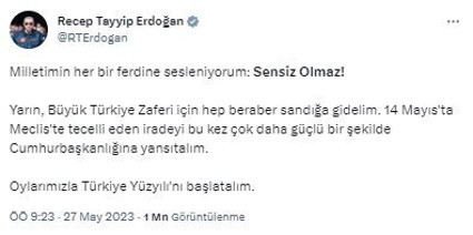 Cumhurbaşkanı Erdoğan'dan 28 Mayıs mesajı: Oylarımızla Türkiye Yüzyılı'nı başlatalım - Resim: 0