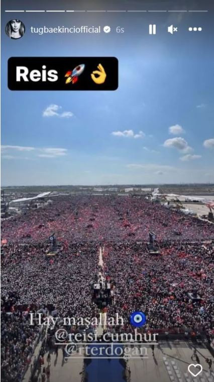 Tuğba Ekinci'den Recep Tayyip Erdoğan paylaşımı! Miting alanını paylaşıp yazdı - Resim: 0