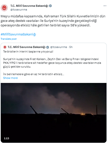 PKK'ya Suriye'de çok ağır darbe! Milli Savunma Bakanlığı açıkladı: 58 terörist etkisiz hale getirildi - Resim: 0