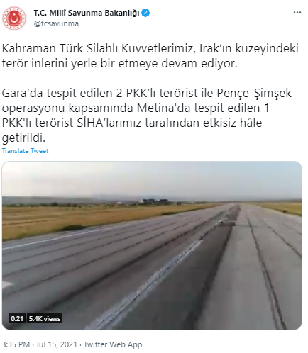 Milli Savunma Bakanlığı duyurdu! Gara ve Metina'da PKK'lı teröristler öldürüldü - Resim: 0