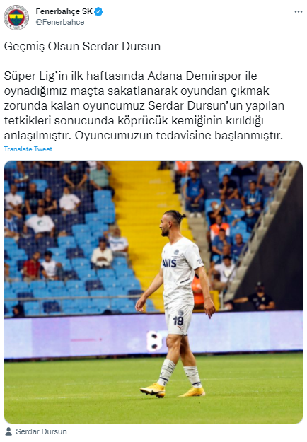 Fenerbahçe'de Serdar Dursun'un köprücük kemiği kırıldı - Resim: 0