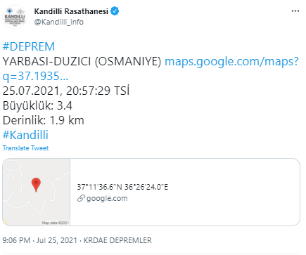 Osmaniye saat 23:55'te sallandı! AFAD duyurdu: depremin şiddeti 4.2 - Resim: 1
