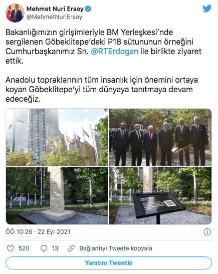 Bakan Mehmet Nuri Ersoy'dan BM'deki Göbeklitepe paylaşımı - Resim: 1