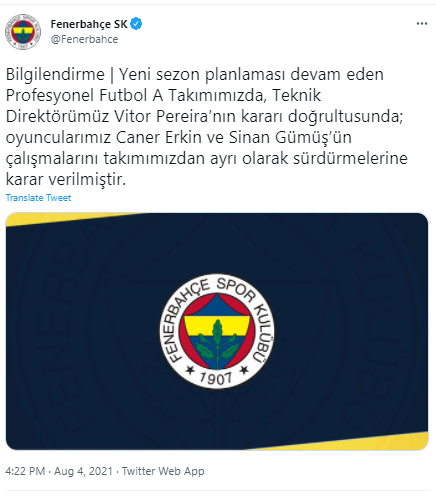 Fenerbahçe'de Caner Erkin ve Sinan Gümüş depremi! Kadro dışı bırakıldılar - Resim: 0