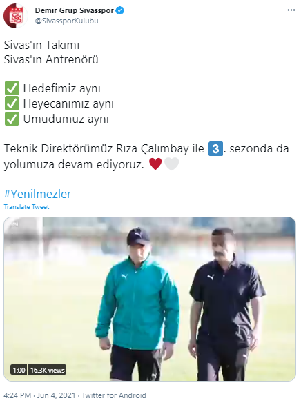 Sivasspor Rıza Çalımbay ile nikah tazeledi - Resim: 0