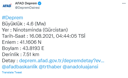 Türkiye sınırında deprem! Gürcistan 4.6 ile sallandı depremin merkez üssü Kars'a yakın - Resim: 0