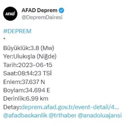 Niğde'de korkutan deprem! AFAD'dan açıklama geldi - Resim: 0
