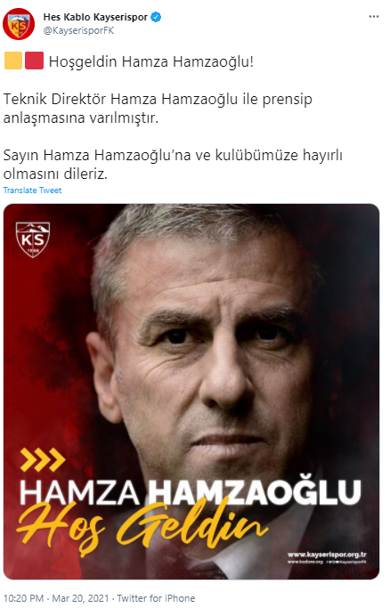 Hamza Hamzaoğlu Kayserispor'un başına geçti - Resim: 0