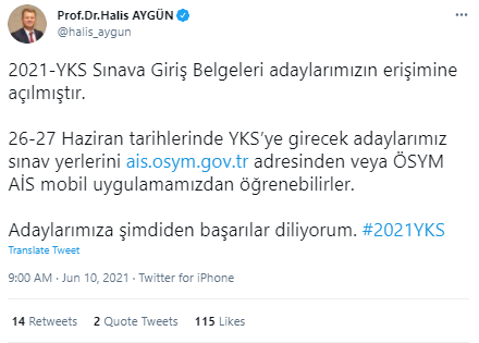 ÖSYM: 2021-YKS Giriş Belgeleri adayların erişimine açıldı - Resim: 1