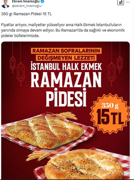 Ekrem İmamoğlu duyurdu! Halk Ekmek'te ramazan pidesinin fiyatı belli oldu - Resim: 0
