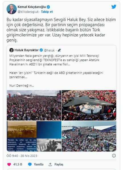 Kemal Kılıçdaroğlu'ndan Haluk Bayraktar'a yanıt: "Siz ailece bizim için çok değerlisiniz" - Resim: 0