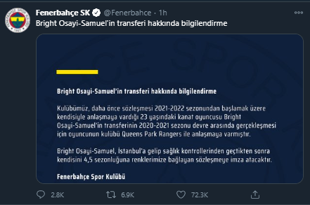 Fenerbahçe'den 4 buçuk yıllık sözleşme! Bright Osayi-Samuel resmen açıklandı - Resim: 0