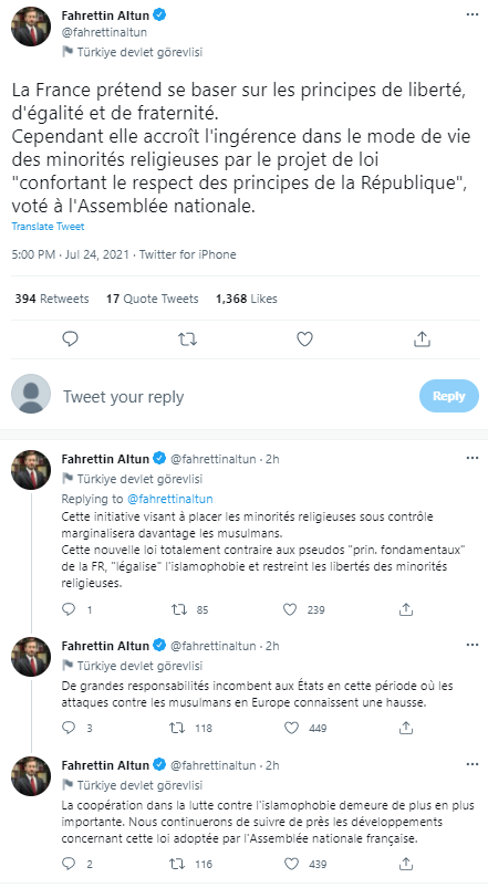 Fahrettin Altun'dan Fransa'da kabul edilen yasa tasarısına tepki - Resim: 0