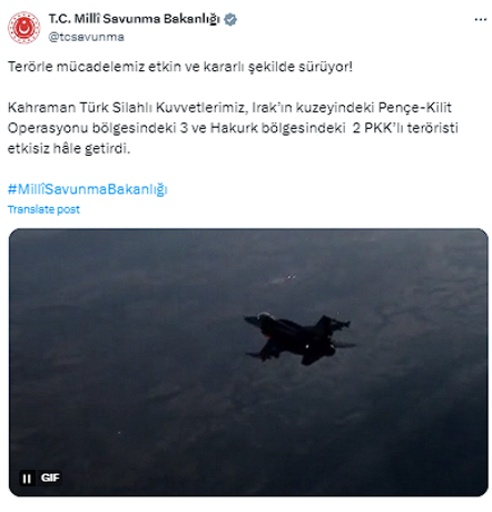 PKK'ya bir darbe daha! Milli Savunma Bakanlığı duyurdu - Resim: 0