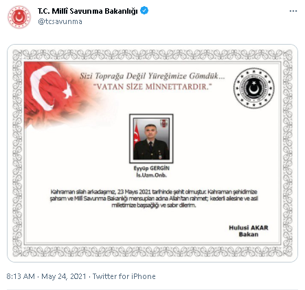 MSB acı haberi duyurdu: Yaralı asker şehit düştü - Resim: 0