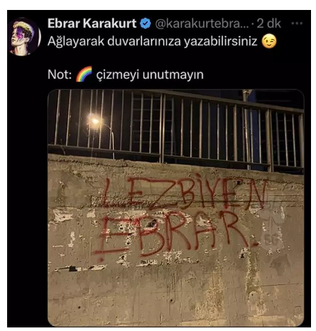Ebrar Karakurt'tan 'lezbiyen' paylaşımı! "Ağlayarak duvarlarınıza yazabilirsiniz" - Resim: 0