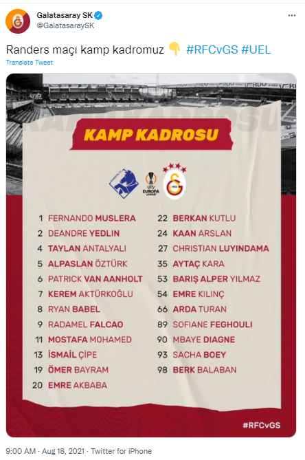 Galatasaray'ın Randers kafilesi açıklandı! Marcao kadro dışı - Resim: 0