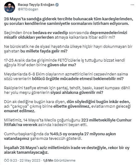 Cumhurbaşkanı Erdoğan'dan 28 Mayıs mesajı! "Rekor bir oy alarak tamamlayacağız" - Resim: 0