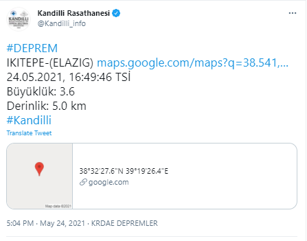 Elazığ'da deprem! Merkez üssü Sivrice olan depremin şiddeti 3.6 - Resim: 0