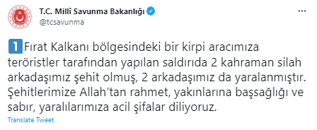 MSB acı haberi duyurdu: Fırat Kalkanı bölgesinde 2 askerimiz şehit düştü - Resim: 1
