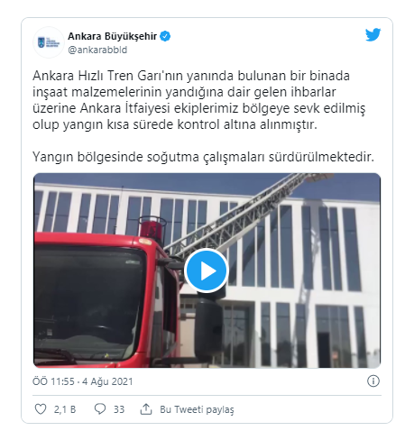 Ankara'da YHT Gar binasının yanında yangın paniği! Vali Vasip Şahin'den açıklama - Resim: 0