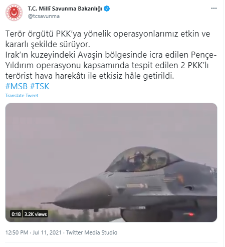 MSB: Kuzey Irak'ta 2 terörist hava harekatıyla etkisiz hale getirildi - Resim: 0