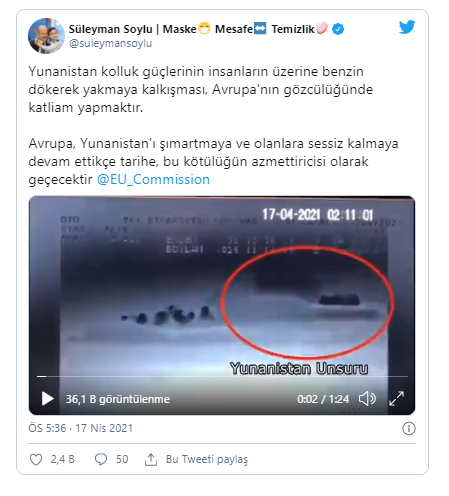 İçişleri Bakanı Süleyman Soylu'dan Yunanistan tepkisi: Avrupa'nın gözcülüğünde katliam yapmaktır - Resim: 0