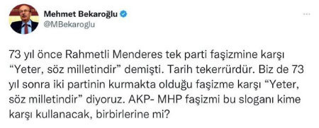 CHP'li Mehmet Bekaroğlu'ndan şok paylaşım! CHP'liler tepki gösterince silmek zorunda kaldı - Resim: 0
