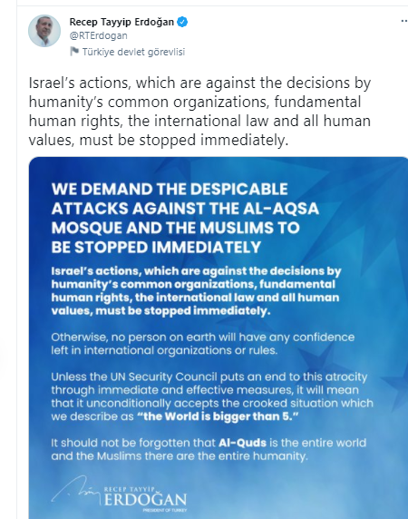 Cumhurbaşkanı Erdoğan'dan dünyaya Filistin çağrısı - Resim: 0