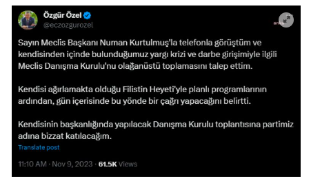 Özgür Özel, Numan Kurtulmuş ile görüştü! Olağanüstü toplantı sinyali - Resim: 0