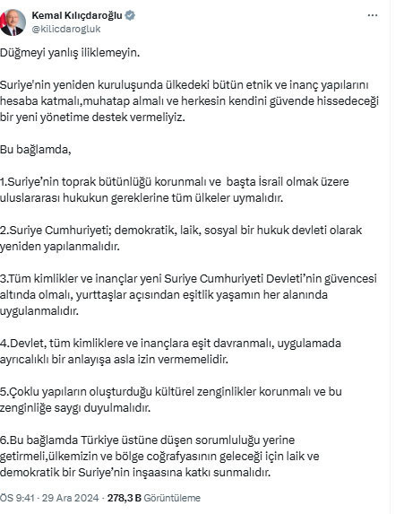 Kemal Kılıçdaroğlu'ndan 6 maddelik 'Suriye' mesajı! - Resim: 0