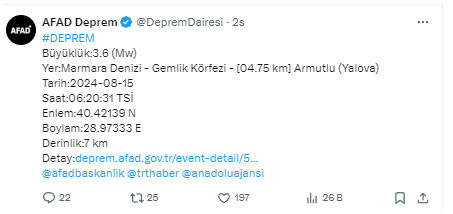 Marmara Denizi'nde sabaha karşı korkutan deprem - Resim: 0