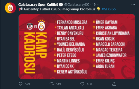 Galatasaray'ın Gaziantep kafilesi belli oldu! Yeni transferler kadroda Diagne... - Resim: 0