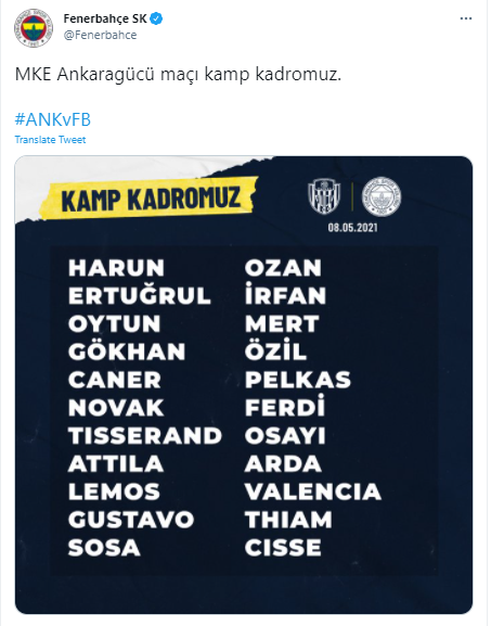 Fenerbahçe'nin Ankaragücü kadrosu belli oldu 16'lık sürpriz - Resim: 0