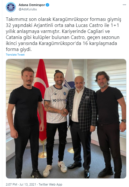 Adana Demirspor, Lucas Castro'yu kadrosuna kattı - Resim: 0