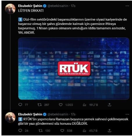 Dizilere 'Ramazan' yasağı mı geldi? Emre Kınay'ın iddiası sonrası RTÜK Başkanı Ebubekir Şahin'den açıklama - Resim: 0